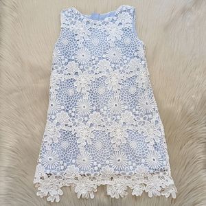 Miss Mona Mouse blue with white lace overlay dress size 4